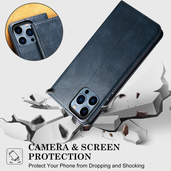 For Samsung Galaxy S24+ 5G Oil Wax Crazy Horse Texture Leather Phone Case(Blue)