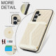 For Samsung Galaxy S24+ 5G Splicing Rhombic Texture Card Bag Phone Case with Long Lanyard(Beige)