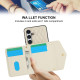 For Samsung Galaxy S24+ 5G Splicing Rhombic Texture Card Bag Phone Case with Long Lanyard(Beige)