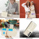 For Samsung Galaxy S24+ 5G Splicing Rhombic Texture Card Bag Phone Case with Long Lanyard(Beige)
