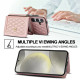 For Samsung Galaxy S24+ 5G Splicing Rhombic Texture Card Bag Phone Case with Long Lanyard(Rose Gold)