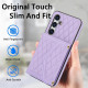For Samsung Galaxy S24+ 5G Splicing Rhombic Texture Card Bag Phone Case with Long Lanyard(Purple)