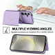 For Samsung Galaxy S24+ 5G Splicing Rhombic Texture Card Bag Phone Case with Long Lanyard(Purple)