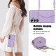 For Samsung Galaxy S24+ 5G Splicing Rhombic Texture Card Bag Phone Case with Long Lanyard(Purple)