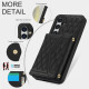 For Samsung Galaxy S24+ 5G Splicing Rhombic Texture Card Bag Phone Case with Long Lanyard(Black)