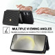 For Samsung Galaxy S24+ 5G Splicing Rhombic Texture Card Bag Phone Case with Long Lanyard(Black)