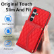 For Samsung Galaxy S24+ 5G Splicing Rhombic Texture Card Bag Phone Case with Long Lanyard(Red)