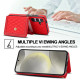 For Samsung Galaxy S24+ 5G Splicing Rhombic Texture Card Bag Phone Case with Long Lanyard(Red)