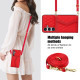For Samsung Galaxy S24+ 5G Splicing Rhombic Texture Card Bag Phone Case with Long Lanyard(Red)