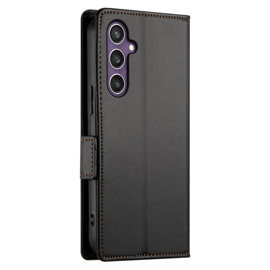 For Samsung Galaxy S24+ 5G Side Buckle Magnetic Frosted Leather Phone Case(Black)