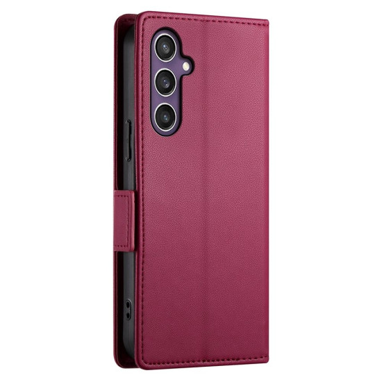 For Samsung Galaxy S24+ 5G Side Buckle Magnetic Frosted Leather Phone Case(Wine Red)