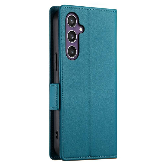 For Samsung Galaxy S24+ 5G Side Buckle Magnetic Frosted Leather Phone Case(Blue)