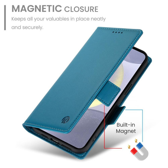 For Samsung Galaxy S24+ 5G Side Buckle Magnetic Frosted Leather Phone Case(Blue)