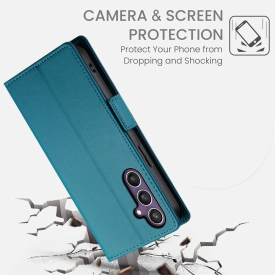 For Samsung Galaxy S24+ 5G Side Buckle Magnetic Frosted Leather Phone Case(Blue)