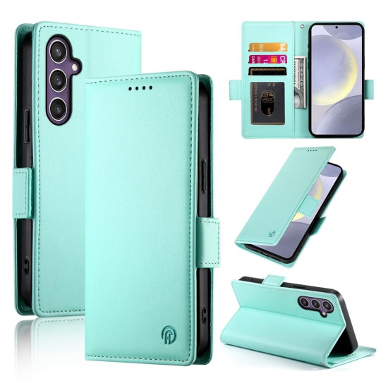 For Samsung Galaxy S24+ 5G Side Buckle Magnetic Frosted Leather Phone Case(Mint Green)