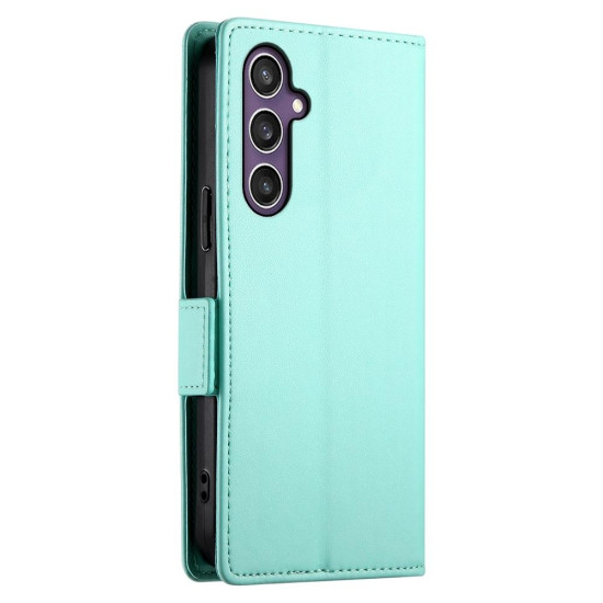 For Samsung Galaxy S24+ 5G Side Buckle Magnetic Frosted Leather Phone Case(Mint Green)