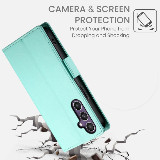 For Samsung Galaxy S24+ 5G Side Buckle Magnetic Frosted Leather Phone Case(Mint Green)