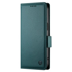 For Samsung Galaxy S24+ 5G Side Buckle Magnetic Frosted Leather Phone Case(Dark Green)