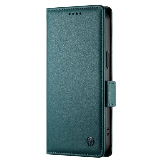 For Samsung Galaxy S24+ 5G Side Buckle Magnetic Frosted Leather Phone Case(Dark Green)