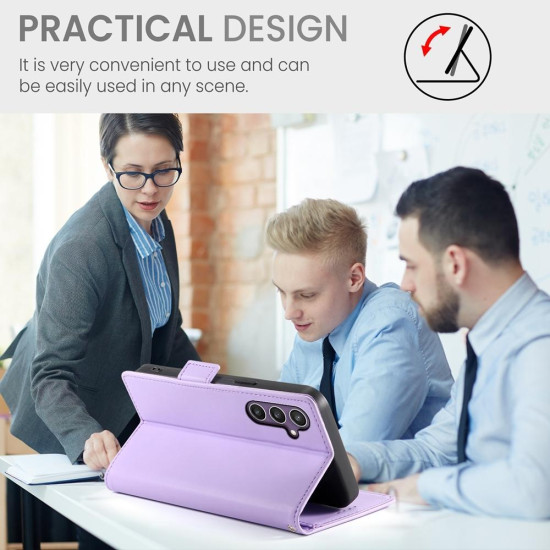 For Samsung Galaxy S24+ 5G Side Buckle Magnetic Frosted Leather Phone Case(Purple)