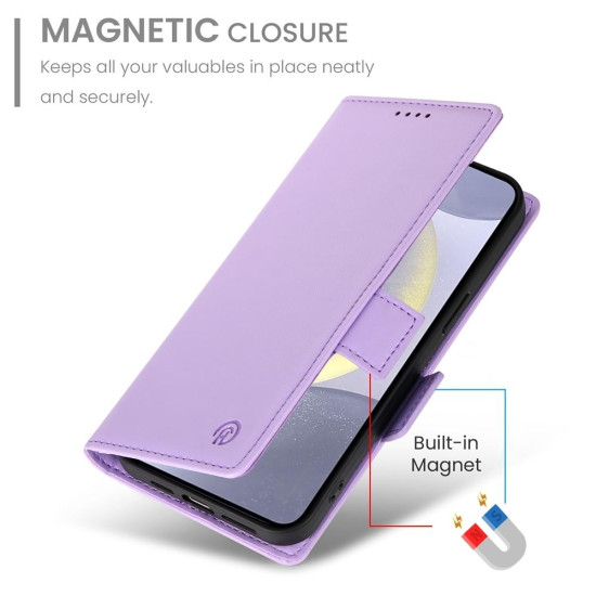 For Samsung Galaxy S24+ 5G Side Buckle Magnetic Frosted Leather Phone Case(Purple)