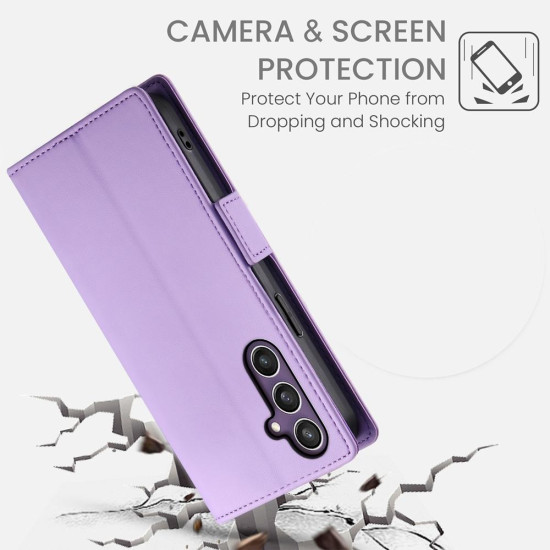 For Samsung Galaxy S24+ 5G Side Buckle Magnetic Frosted Leather Phone Case(Purple)