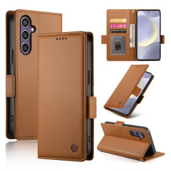 For Samsung Galaxy S24+ 5G Side Buckle Magnetic Frosted Leather Phone Case(Brown)