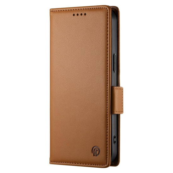 For Samsung Galaxy S24+ 5G Side Buckle Magnetic Frosted Leather Phone Case(Brown)