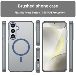 For Samsung Galaxy S24+ 5G MagSafe Frosted Translucent TPU + PC Full Coverage Phone Case(Dark Blue)