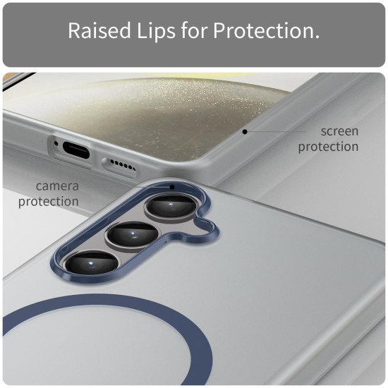 For Samsung Galaxy S24+ 5G MagSafe Frosted Translucent TPU + PC Full Coverage Phone Case(Dark Blue)