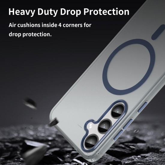 For Samsung Galaxy S24+ 5G MagSafe Frosted Translucent TPU + PC Full Coverage Phone Case(Dark Blue)
