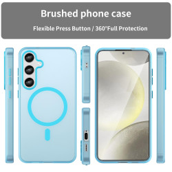 For Samsung Galaxy S24+ 5G MagSafe Frosted Translucent TPU + PC Full Coverage Phone Case(Blue)