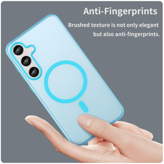 For Samsung Galaxy S24+ 5G MagSafe Frosted Translucent TPU + PC Full Coverage Phone Case(Blue)