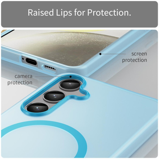 For Samsung Galaxy S24+ 5G MagSafe Frosted Translucent TPU + PC Full Coverage Phone Case(Blue)