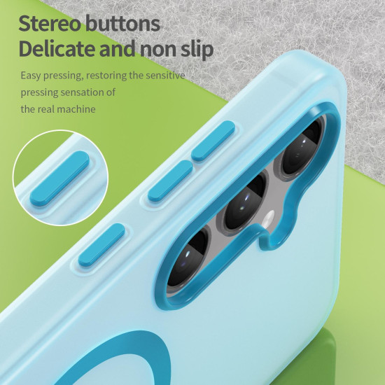 For Samsung Galaxy S24+ 5G MagSafe Frosted Translucent TPU + PC Full Coverage Phone Case(Blue)
