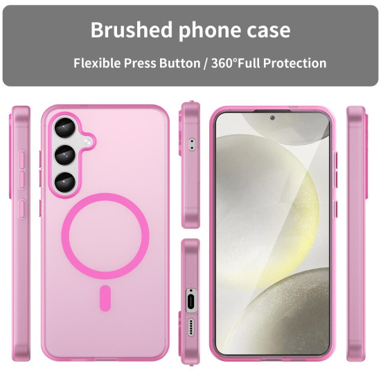 For Samsung Galaxy S24+ 5G MagSafe Frosted Translucent TPU + PC Full Coverage Phone Case(Pink)