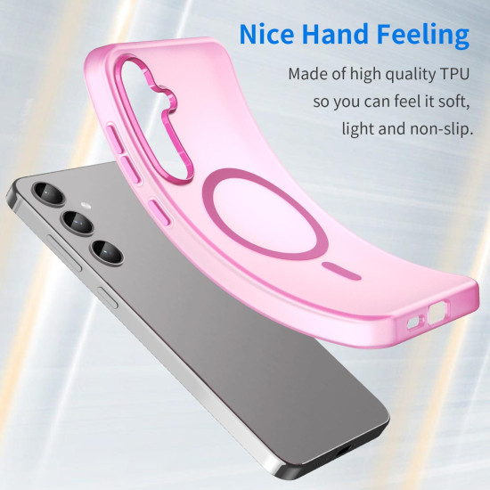 For Samsung Galaxy S24+ 5G MagSafe Frosted Translucent TPU + PC Full Coverage Phone Case(Pink)