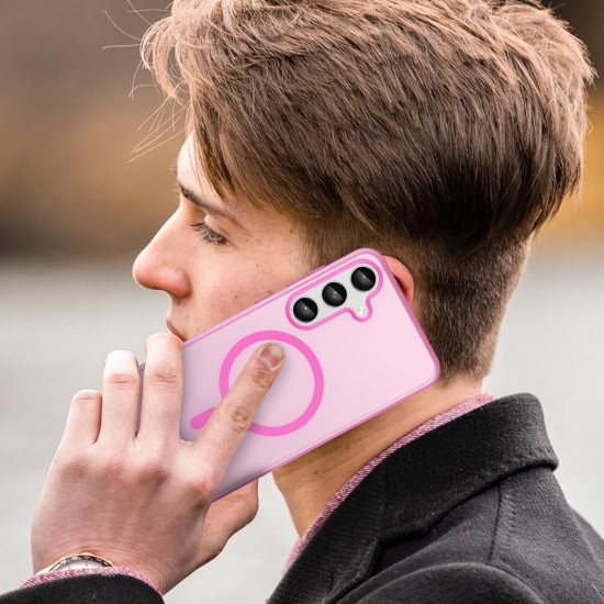 For Samsung Galaxy S24+ 5G MagSafe Frosted Translucent TPU + PC Full Coverage Phone Case(Pink)