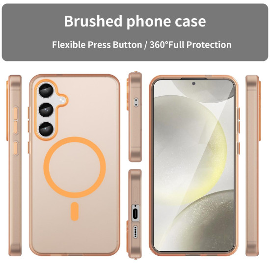 For Samsung Galaxy S24+ 5G MagSafe Frosted Translucent TPU + PC Full Coverage Phone Case(Orange)