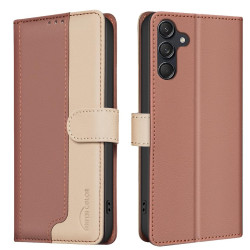 For Samsung Galaxy S24+ 5G Color Matching RFID Anti-theft Leather Phone Case(Brown)