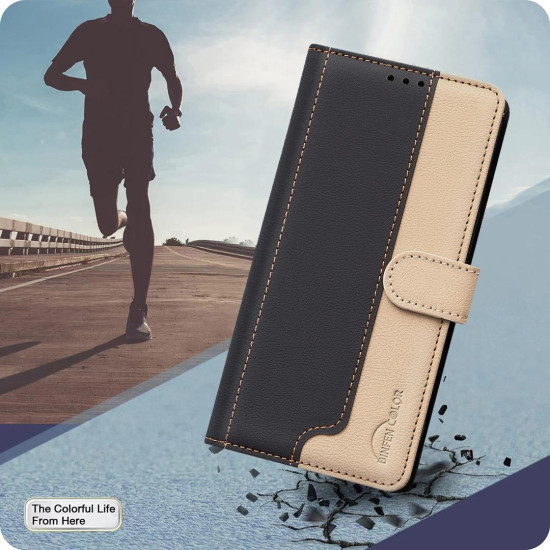 For Samsung Galaxy S24+ 5G Color Matching RFID Anti-theft Leather Phone Case(Black)