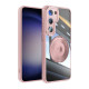 For Samsung Galaxy S23 5G 360 Holder MagSafe Acrylic Hybrid TPU Phone Case(Pink)