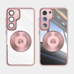 For Samsung Galaxy S23 5G 360 Holder MagSafe Acrylic Hybrid TPU Phone Case(Pink)