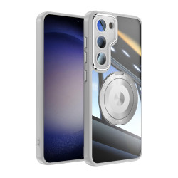 For Samsung Galaxy S23 5G 360 Holder MagSafe Acrylic Hybrid TPU Phone Case(Grey)