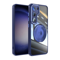 For Samsung Galaxy S23 5G 360 Holder MagSafe Acrylic Hybrid TPU Phone Case(Blue)