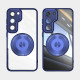 For Samsung Galaxy S23 5G 360 Holder MagSafe Acrylic Hybrid TPU Phone Case(Blue)