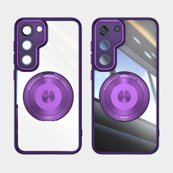 For Samsung Galaxy S23 5G 360 Holder MagSafe Acrylic Hybrid TPU Phone Case(Purple)