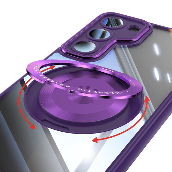 For Samsung Galaxy S23 5G 360 Holder MagSafe Acrylic Hybrid TPU Phone Case(Purple)