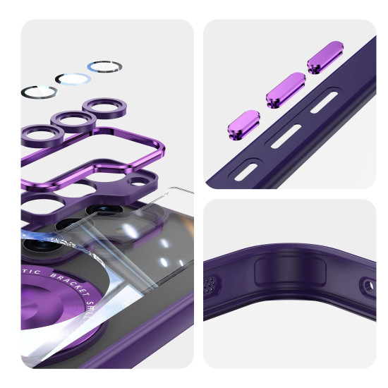 For Samsung Galaxy S23 5G 360 Holder MagSafe Acrylic Hybrid TPU Phone Case(Purple)