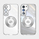 For Samsung Galaxy S23 5G 360 Holder MagSafe Acrylic Hybrid TPU Phone Case(Frosted White)